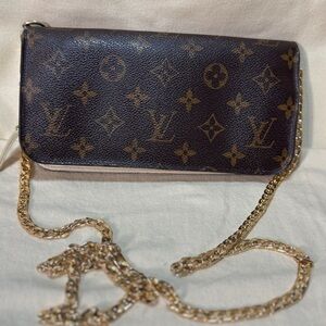Louis Vuitton Brown Monogram insolite Wallet with Gold Chain Strap